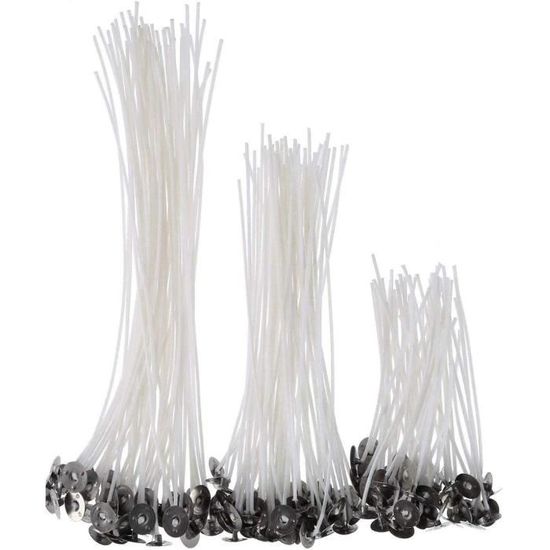 Lot De 100 Mèches En Coton Naturel Pour Bougies - 15 Cm De Longueur, Pré-enduites De Cire - Faible Fumée