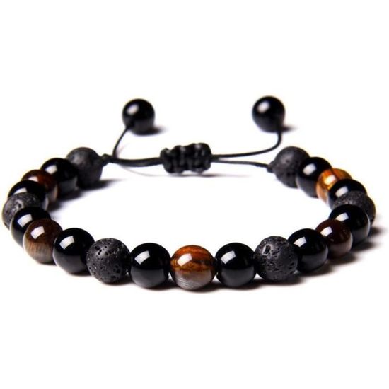 Ensemble De Bracelets Perles Pour Et Pierre De Lave Naturelle Corde
