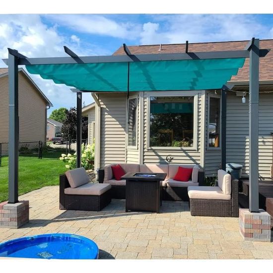 Pergola Extérieur PURPLE LEAF 5,5x3,5 M - Toit Coulissant Aluminium Gris
