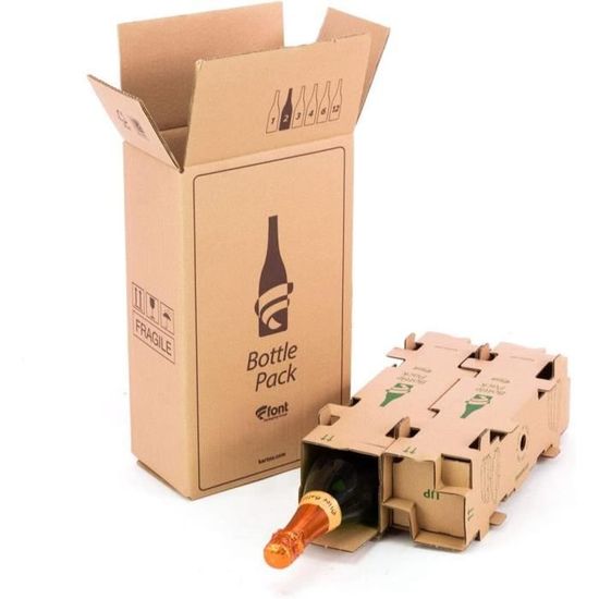 Caisse renforcée pour 2 BOUTEILLES DE VIN 220 x 115 x 395mm