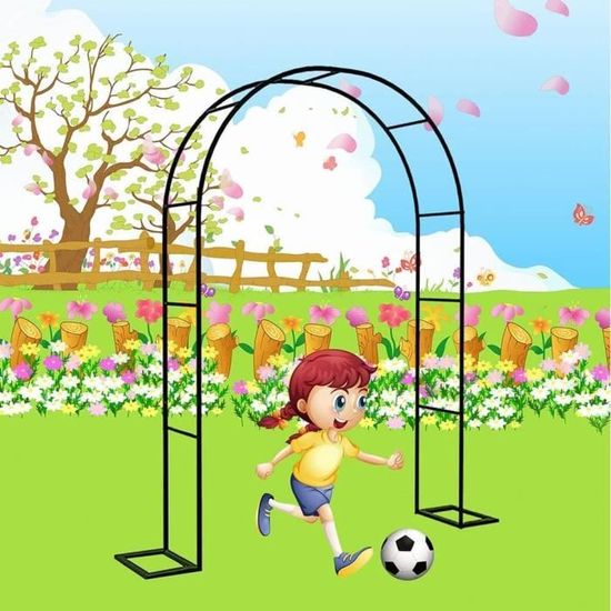 MISKYN Demi-Arche De Jardin Métal Stable 240cm Pour Plantes Grimpantes - Noir/Blanc