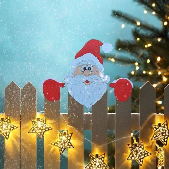 2 Pièces De Clôture Gnome De Noël - Décoration Extérieure Mignonne Pour Jardin Et Cour