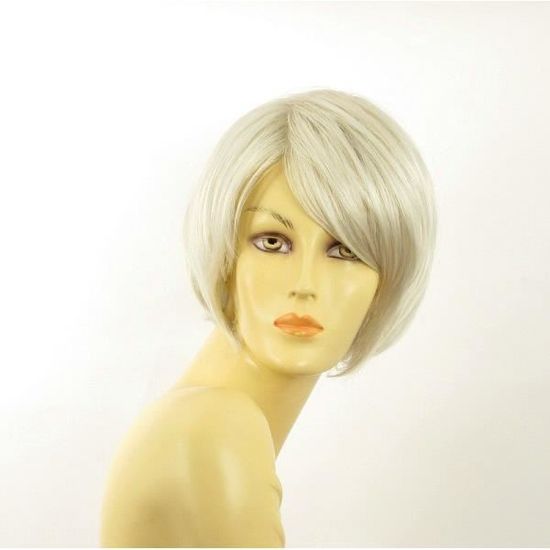 Perruque Femme Courte Blanche Bouclée Kimberley 60 - Synthétique, Neuve Avec étiquettes