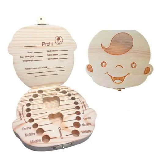 Boîte à Dents De Lait En Bois – Rangement Souvenirs Bébé, Couvercle Sécurisé, Cadeau Naissance Ou Première Dent - 8