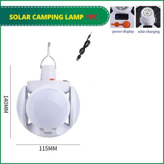 Lampe de camping solaire rechargeable et télécommande