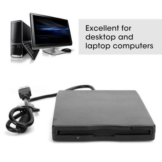 Cigemay Lecteur De Disquette Externe USB 3,5 Pouces - Compatible Windows 98 à 10