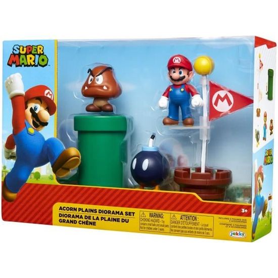Coffret de 5 figurines MARIOBROS Thème Plaine du Grand Chêne Mario, Goomba, bombe, drapeau
