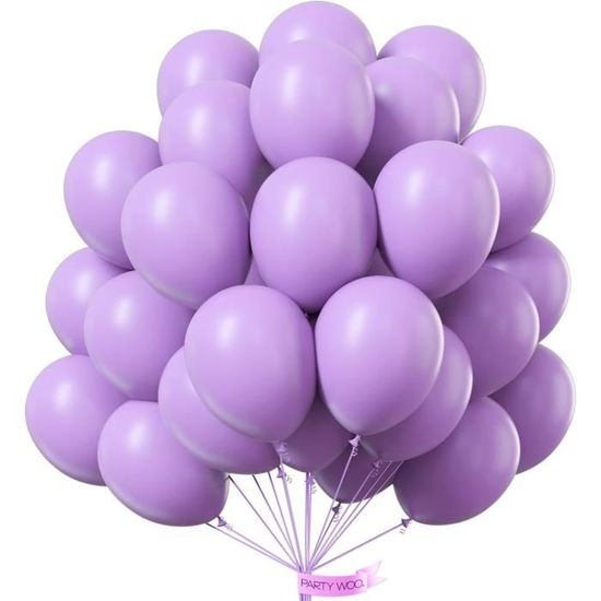 Lot De 125 Ballons Violets - Mélange Métallisé, Pastel, Paillettes - Inclus Chaîne Et Pastilles Adhésives Pour Fête