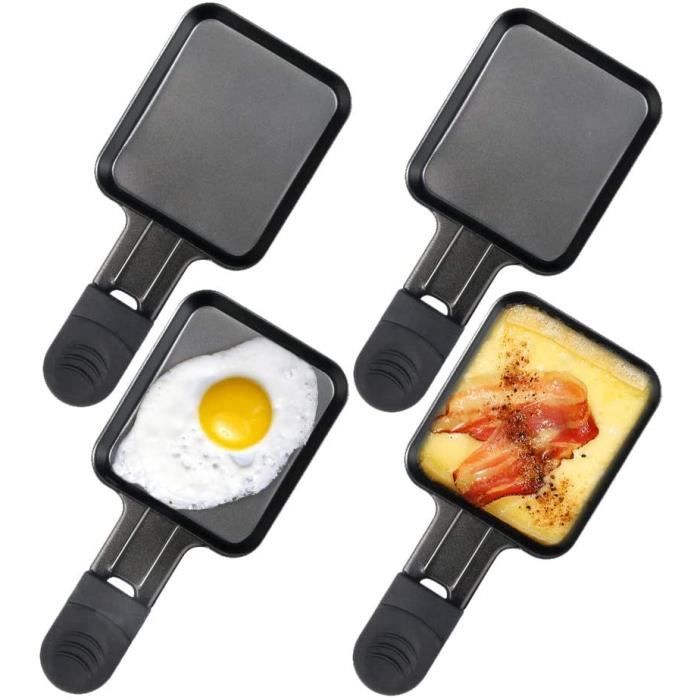 QcuGvy Poelon Raclette Carré, 4PCS Revêtement Antiadhésif Mini Poelon  Raclette a