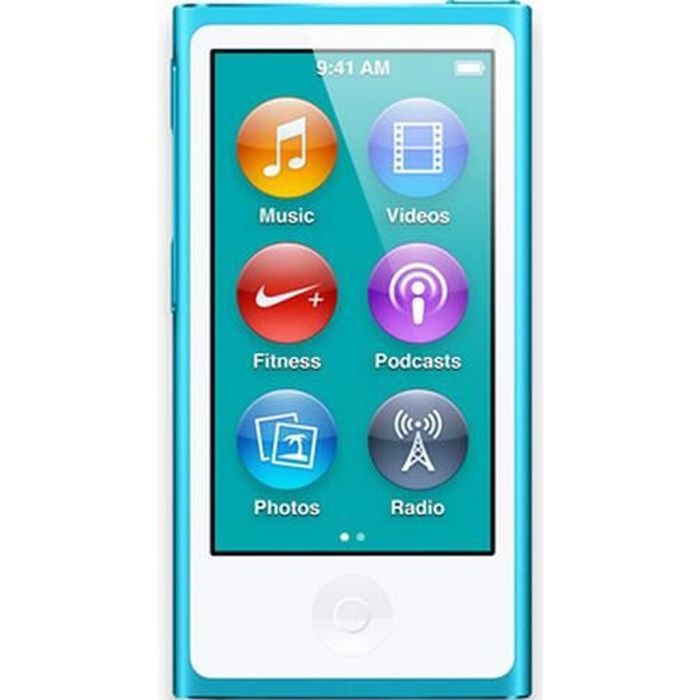 Apple iPod Nano 16gb, Lecteur Mp4, 16 Go, Lcd, Eclairage, Radio Fm, Bleu