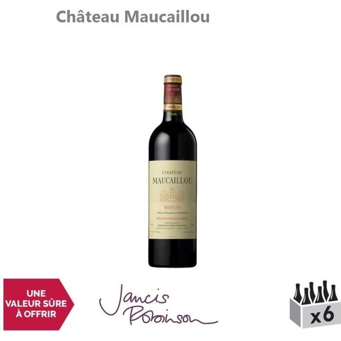 Château Maucaillou Rouge 2015 - Lot de 6x75cl - Appellation AOC Moulis-en-Médoc - Vin Rouge de Bordeaux - 16-20 Jancis Robinson -
