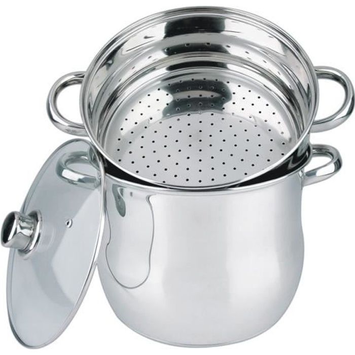Haussmann Héritage® - 3 piéce couscoussiers Inox -tous feux dont induction- HM-0827(8L/22cm)
