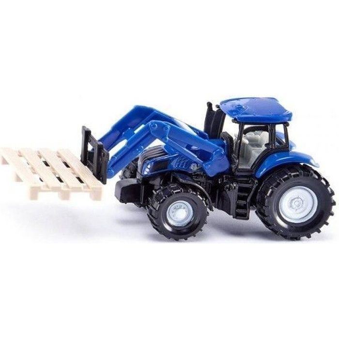MODÈLE EN MÉTAL- SIKU - 1487 - TRACTEUR NEW HOLLAND AVEC FOURCHE À PALETTE/PALETTE