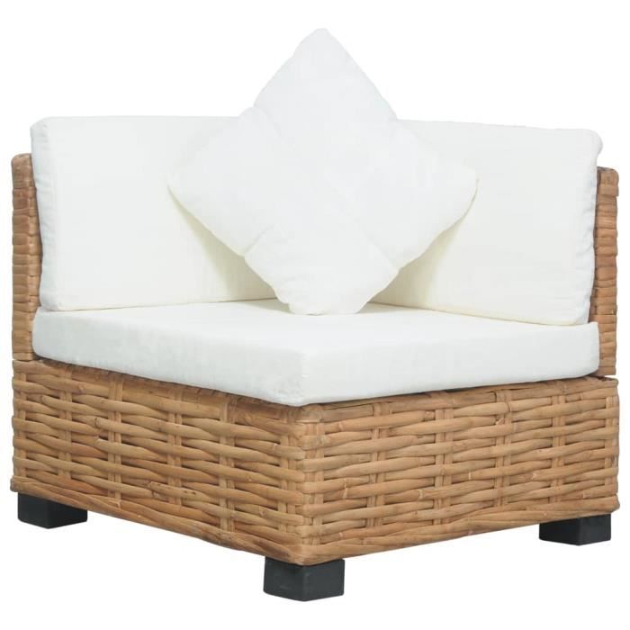 Canapé de jardin palette - Meuble Extérieur - BANQUETTE DE JARDIN- d'angle avec coussins Rotin naturel♫9347