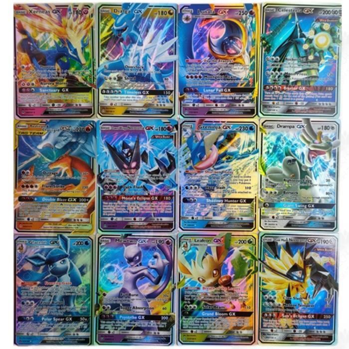 HTBE® 200 cartes Flash anglaises Pokemon Ensemble complet de cartes de jeu Personnages de dessins animés Cartes de jouets en plastiq