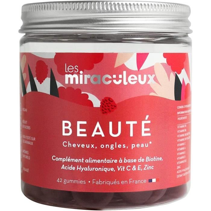 Les Miraculeux - BEAUTÉ CHEVEUX ONGLES PEAU - BOÎTE DÉCOUVERTE - Gummies - Complément Alimentaire Naturel Vegan - Biotine, Vitamine