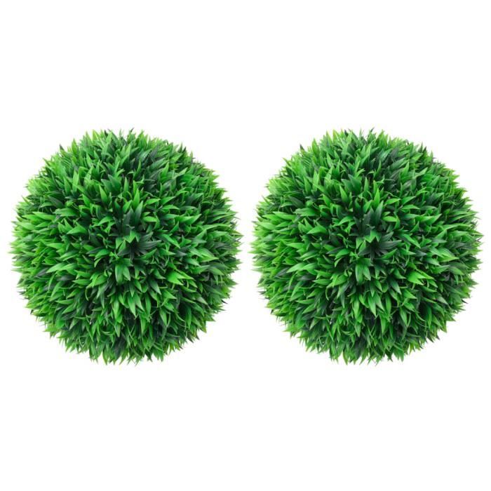 {NEUF6426Lot de 2 Boules de buis artificielles Plante Artificielle intérieur-Extérieur Style Moderne Pour Décor Maison Meuble 47 cm
