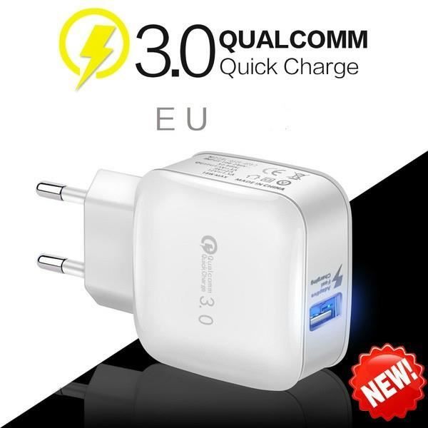 Charge rapide 3.0 adaptateur chargeur mural USB Port d'alimentation EU Portable QC3.0 chargeur rapide avec protection