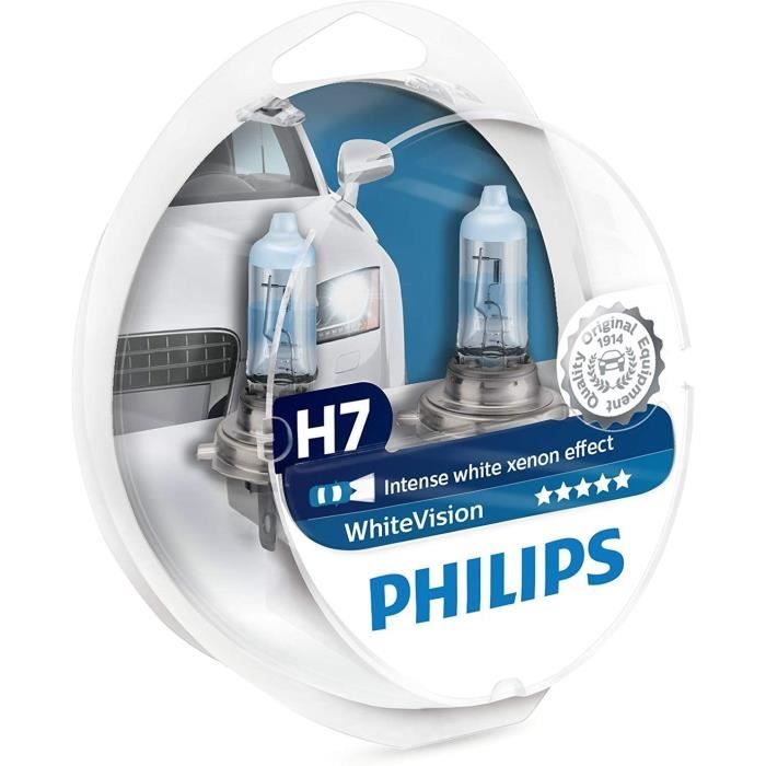 Voiture Led Philips WhiteVision - Ampoule de Phare - Effet Xénon H7 - 12972WHVSM - Paquet de Deux127