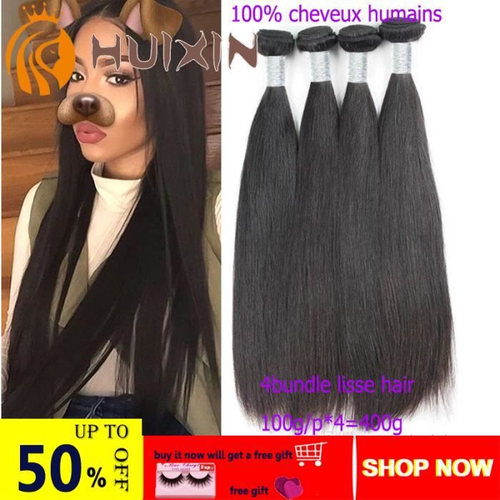 4 tissage bresilien boucle 100g/p 7A cheveux naturel humain vierge 24pouces lisse 24pouces=60cm straight hair
