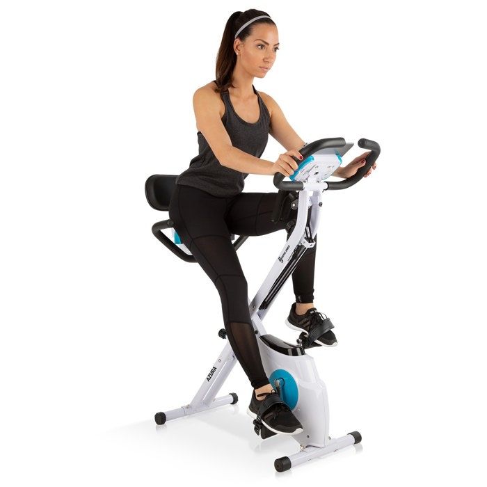 Capital Sports Azura Plus Vélo d'appartement pour exervices de cardio training - Réglable en 2 positions - Support tablette - Blanc