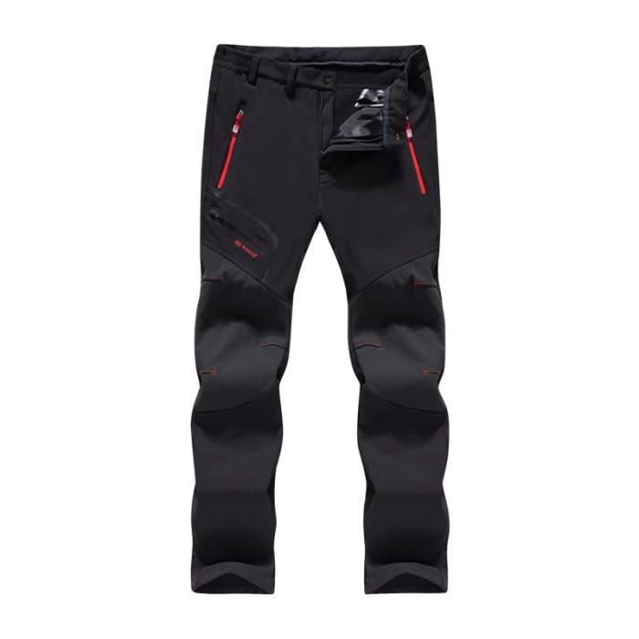 Pantalon Softshell Homme Femme Doublée Polaire Hiver Imperméable Pantalons Couples Trekking Sport de Montagne Randonnée Coupe-Vent