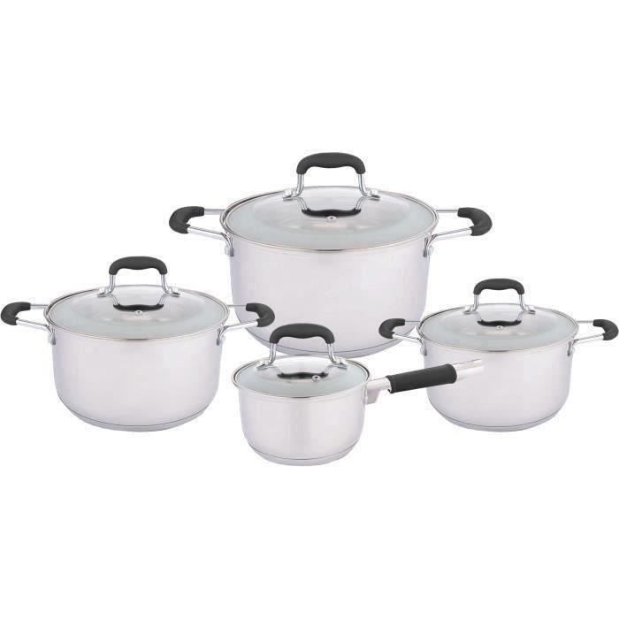 NAPOLEON NAP00153 - Batterie de cuisine 4 pièces : 3 faitouts + casserole - Acier inoxydable - Noir