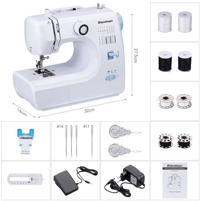 Excelvan Machine à coudre Mini Portable avec Accessoires Cadeau