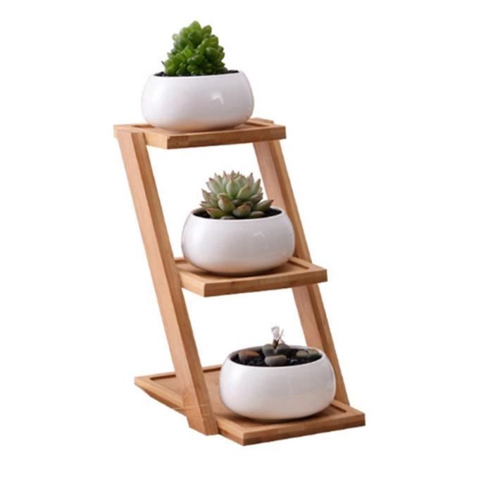 1 Lot Pot de Fleurs en céramique avec 3 Niveaux pour Pots de Succulents, étagère décorative pour la