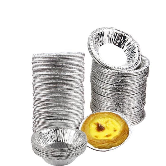 Lot de 50 moules jetables en aluminium pour muffins, madeleines, tartelettes, etc. Argenté