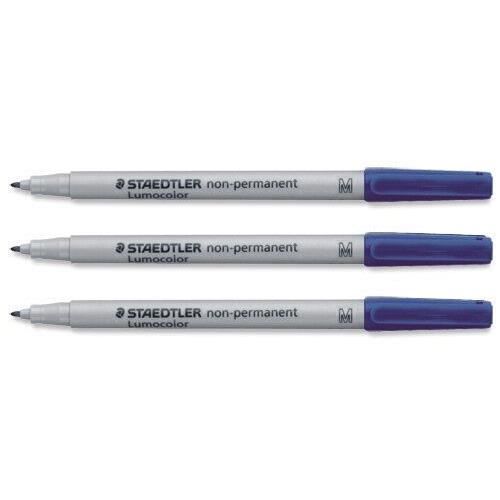 Staedtler Lumocolor Feutre pour rétroprojection Pointe moyenne Encre soluble Bleue Lot de 10