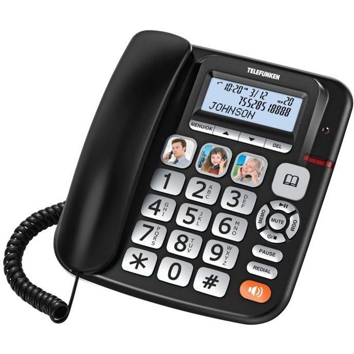 Telefunken TF591 Téléphone filaire pour senior avec grosses touches