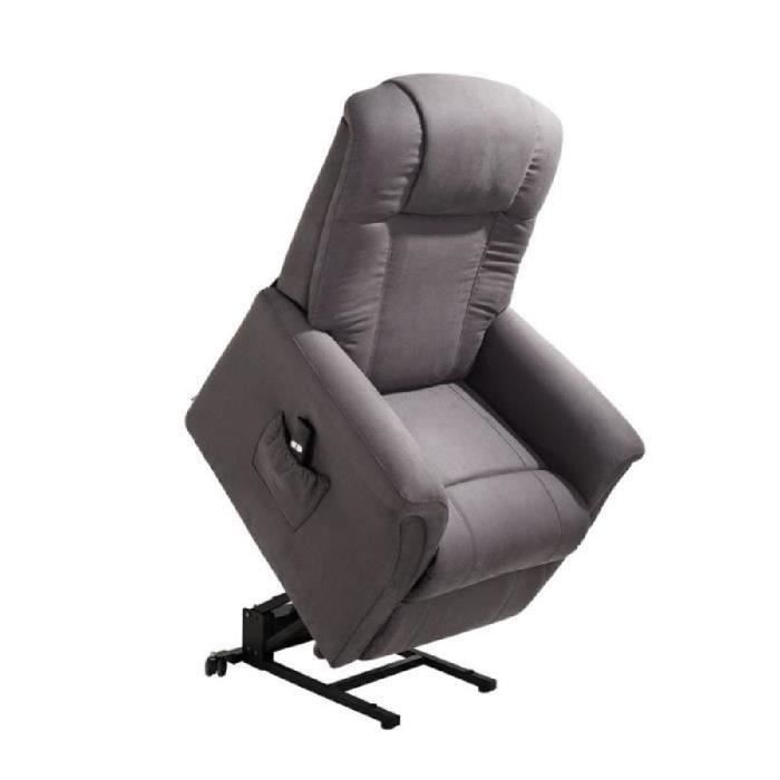Fauteuil Releveur 2 moteurs Gris foncé - LIBERTY - L 80 x l 80- 158 x H 92 - 110 cm