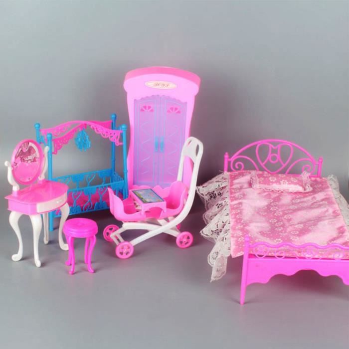 VINGVO Meubles de maison de poupée 2 Types Ensemble de Meubles en Plastique pour Maison de Poupée Style de Chambre
