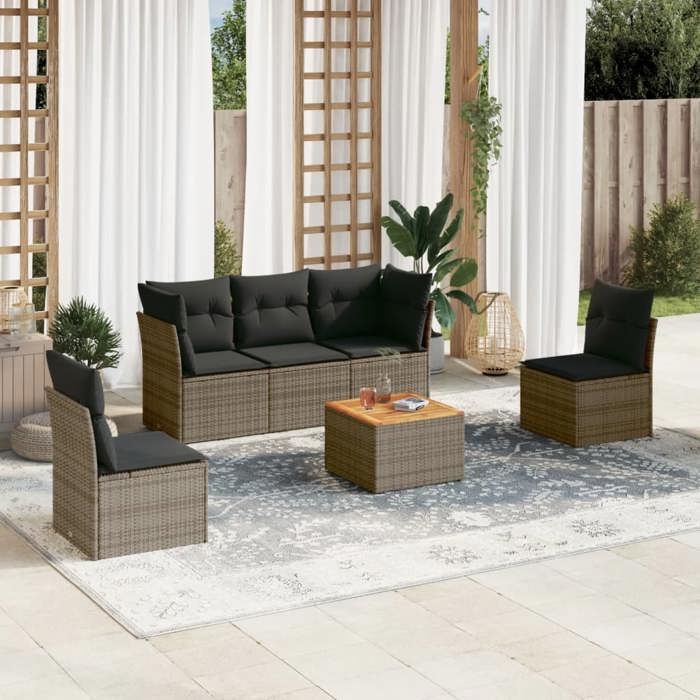 Salon de jardin vidaXL 6 pcs résine tressée