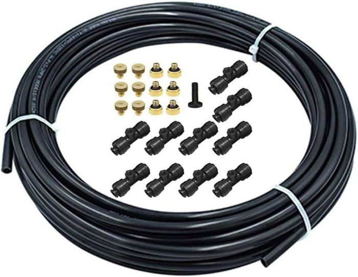 Kit Brumisateur Pour Terrasse Et Jardin - Longueur 10 Mètres - Système De Refroidissement Par Brume Fine - Pour été, Serres, Piscines - 11