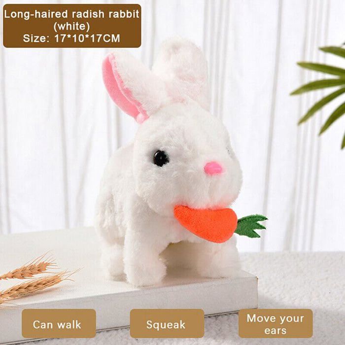 Comparer les prix de Mignon Lapin Jouet électronique interactif pour animaux de compagnie Le lapin marche et couine, jouet en peluche de Pâques Lapin e1