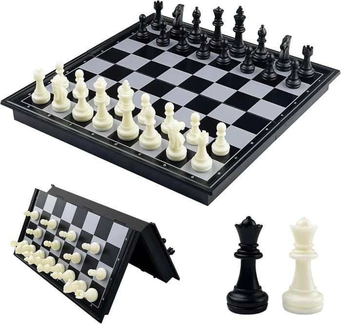 Mini Échecs Magnétiques ZoneYan - Echiquier Pliable Portable 25cm Noir Et Blanc Pour Enfants Et Adultes