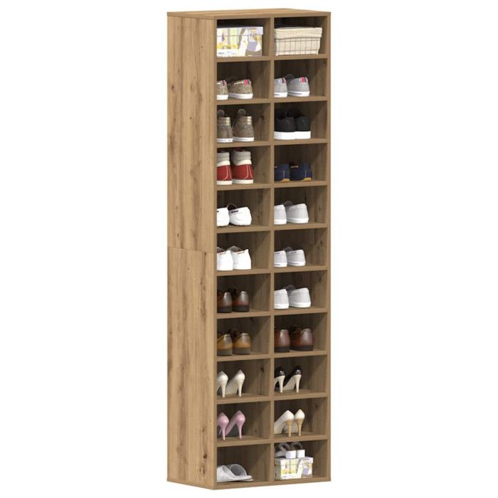 Meuble à chaussures chêne artisanal 54x34x183cm bois ingénierie