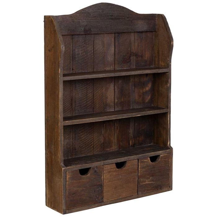 Bibliothèque en bois à 3 tiroirs et 2 étagères marrón 60x15x87 cm Bibliothèque en bois à 3 tiroirs et 2 étagères marrón 60x15x87 cm