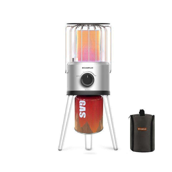 Chauffage à gaz portable CAMPLUX NanoAir 2 avec ODS et protection anti-basculement 234 kW 28-30 mbar pour camping extérieur