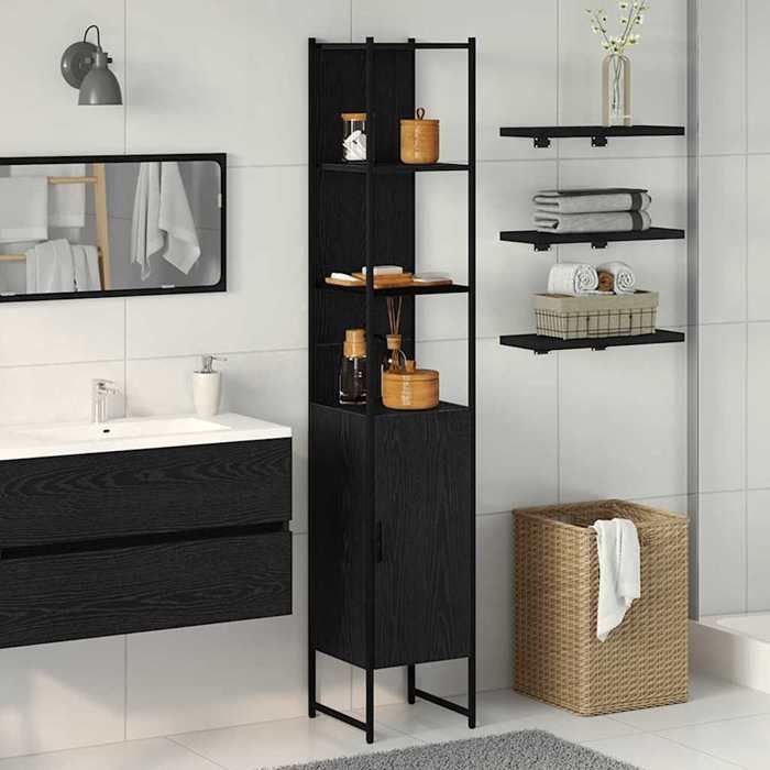 SARAZYJ@Colonne de salle de bain - Armoire WCorganisationnel，Cabinet de salle de bain Chêne noir 33 x 33 x 185.5 cm Home867753