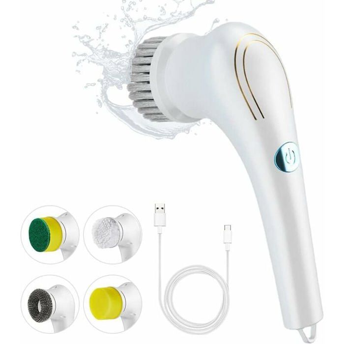 Brosse de Nettoyage multifonctionnelle avec têtes sans Fil pour Cuisine Salle de Bain Mur fenêtre carrelage Baignoire Nettoya