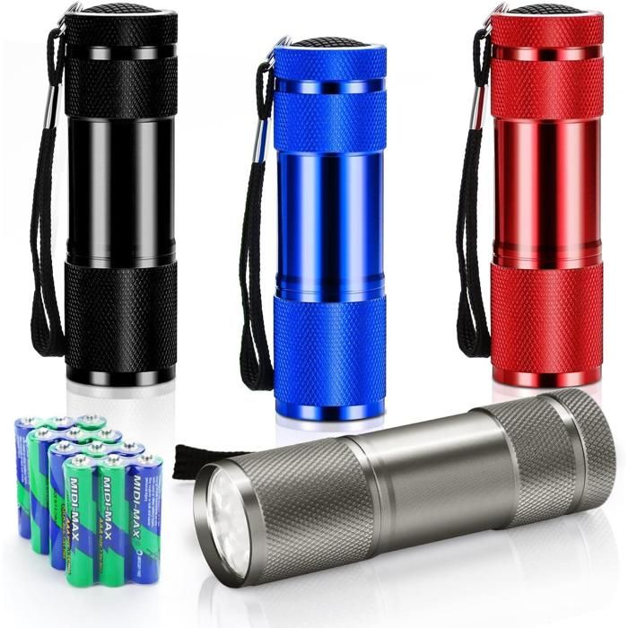 Mini lampe de poche LED en aluminium pour enfants petite avec 12 piles AAA étanche.