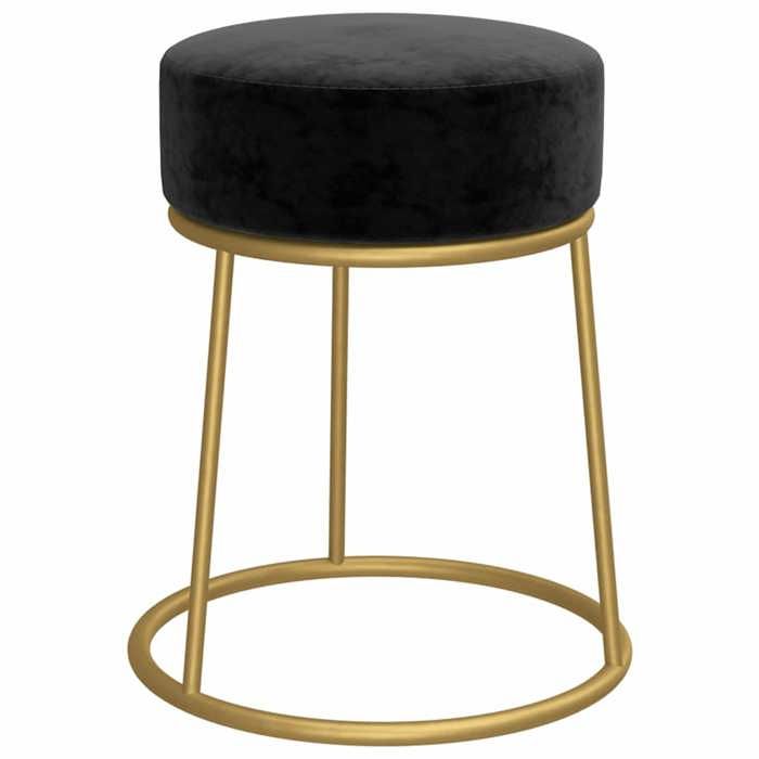 @FRENCH Tabouret Coiffeuse salon - TOP VENTES - Tabouret rond Noir Velours 9599939