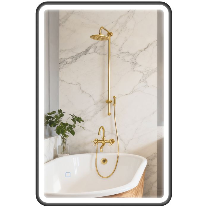 Miroir salle de bain avec éclairage - HOMCOM - anti-buée 3 couleurs lumière dimmable mémoire - verre trempé - 90 x 60 cm - noir