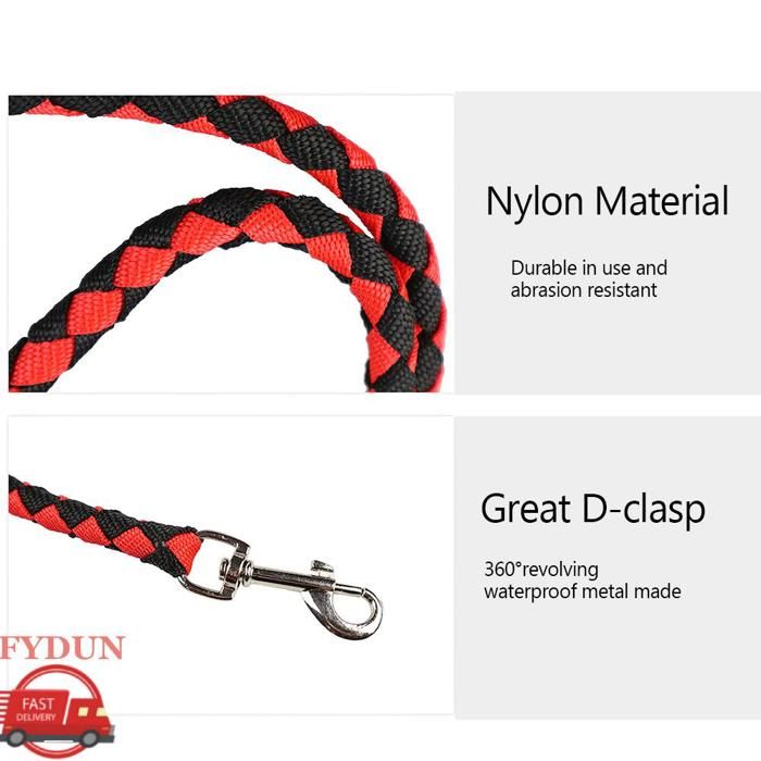 FYDUN Laisse pour chien Laisse en Nylon pour chien 5 pieds de Long corde de marche pour chien fermoir animalerie collier Rouge