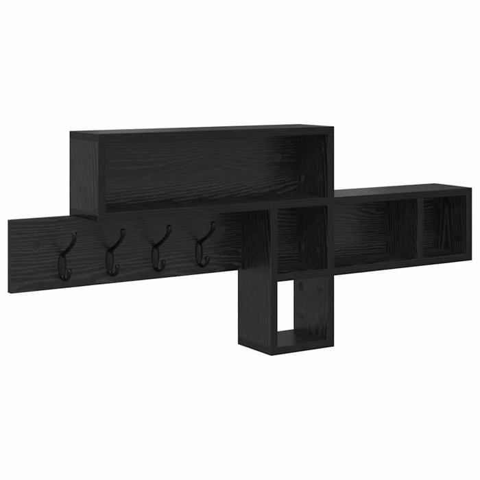 Porte-manteau mural - vidaXL - Chêne noir - 100x12x435 cm - Bois dingénierie - Crochets - 5 étagères - Usage intérieur