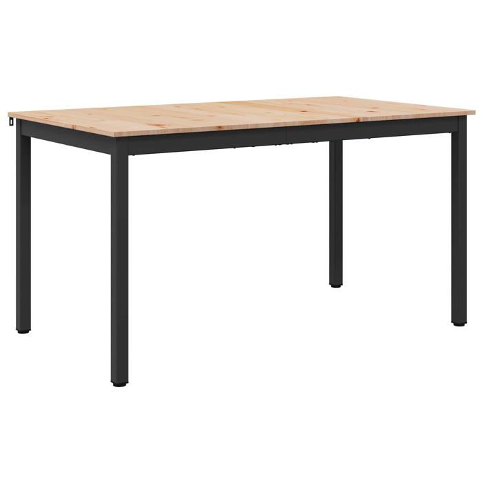 Table de salle à manger en bois - vidaXL - Naturel - Bois de pin massif - 150x90x75 cm - Poids maximal 80 kg