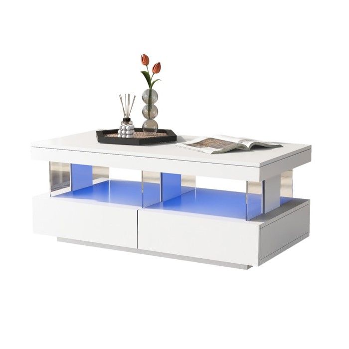 Table Basse Blanche 100x60x49 5cm Laquée Brillante Moderne Plateau Lisse&Résistant Rayures Table D’appoint Meuble Salon Design Épuré Table Basse Blanche 100x60x49 5cm Laquée Brillante Moderne Plateau Lisse&Résistant Rayures Table D’appoint Meuble Salon Design Épuré